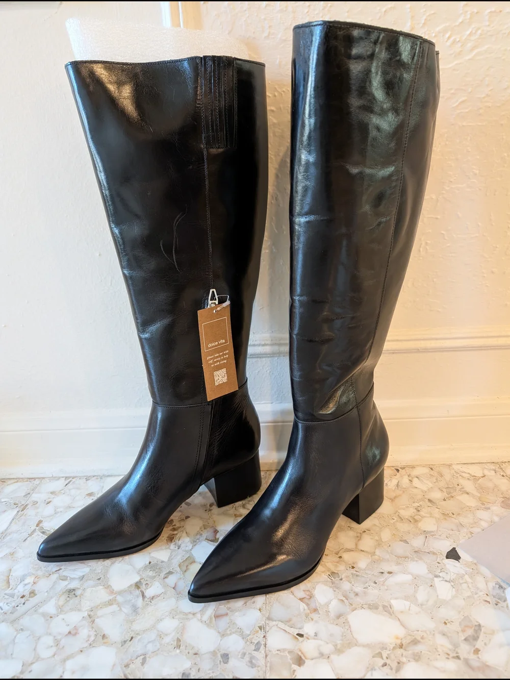 Wide Calf Dolce Vita Kirson Black Knee High Pointed Toe Boots